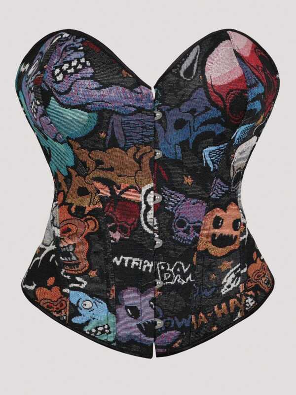 Halloween Party Black Anime Cartoon Women Bodysuit Shaper Bustier'