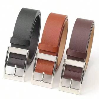 1pc Men's Black Gun Metal Buckle Adjustable Casual Formal Daily Durable Belt