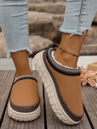 女式厚底及踝雪地靴，带保暖内衬，防滑保暖，适合秋冬季