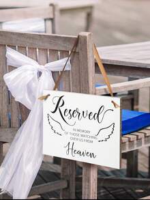 Reserved Wedding Sign (Wooden) - In Memory Of Departed Parents, Celebrating Their Wedding In Heaven, Ceremony Seating Banner (Eucalyptus) - White - View 3