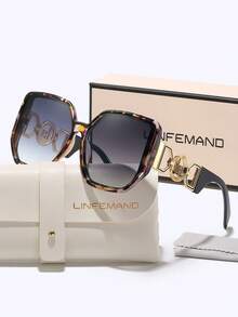 LINFEMAND Extra Large Square Decorative Fashion Fashion Glasses For Women, Brand Designer Designed For Summer, Holiday Gift - Multicolor - View 3