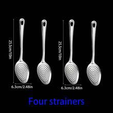 1 set de cuchara de servir y cuchara coladora de acero inoxidable, cuchara coladora de acero inoxidable reforzada, cuchara de servir para fideos fritos del hogar, set de cuchara coladora y cuchara de servir de cocina - Plateado - Ver 11
