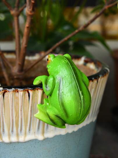 1 st. nyckfull grodastaty - handmålad trädgårdsdekor i harts för dammkant, akvariumhylla eller bohemiska inomhus-/utomhusutrymmen, rolig djurhängande prydnad - Thanksgiving-/julklapp för växtälskare, stug- och barnrumsdekoration