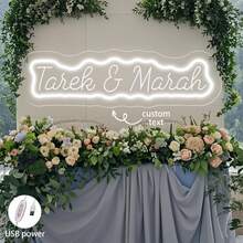 定制霓虹灯，个性化电池供电霓虹灯，定制婚礼情人节霓虹灯，万圣节圣诞节霓虹灯装饰 - 可调光LED壁灯，适用于房间装饰、卧室装饰、婚礼、生日派对、角色扮演派对和日常装饰