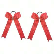 2 pièces Nœud de cheerleader plein de strass violet de 14 cm, accessoires de cheveux élastiques brillants et lumineux, cadeau pour la fête des mères, convient aux cheerleaders féminines, soirées, bal, meilleur choix de cadeau, bandeaux de queue de cheval, élastiques à cheveux, élastiques à cheveux