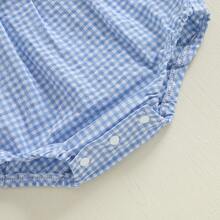 Baby Girl Summer Outfit Duck Embroidery Doll Collar Plaid Sleeveless Bubble Romper Infant Bodysuit Newborn Spring Clothes