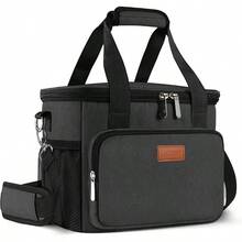 Local Shipping-Femuar Reusable Lunch Box For Men/Women - Insulated Lunch Bag Leakproof Lunchbox For Work Office Picnic Beach - Freezable Lunch Cooler Bag With Adjustable Shoulder Strap - Black - 02-Charcoal - View 1