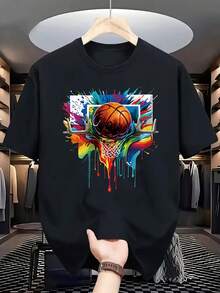Camiseta estampada de moda para hombres - Negro - Ver 1