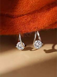 1 peça de brincos de prata esterlina de 1 quilate, colar de diamantes de prata esterlina simples e elegante, joia leve de luxo com corrente de zircônia de alta qualidade
