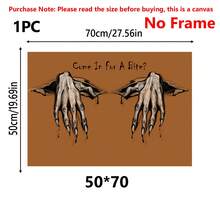 1 件万圣节墙壁艺术套装，时尚万圣节装饰，恐怖鬼手万圣节家居装饰，墙壁艺术，海报，带框架的墙壁艺术，适用于客厅、卧室、办公室等 - 非常适合节日、壁画、海报、生日礼物、毕业礼物 - 帆布（可选框架）