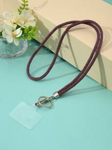 1 pieza Cordón multicolor con cristales de rhinestone - Correa de nylon con broche metálico, elegante y brillante llavero para identificación y teléfono, adecuado para oficina, maestro, estudiante (7 colores: Mezclado/Gris/Rosa/Azul/Negro)