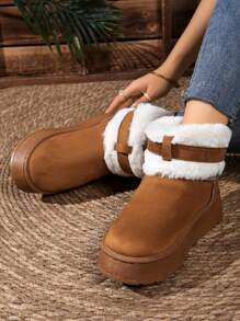 Nuevas botas de nieve con suela engrosada, cierre con hebilla y calientitas para el invierno, tallas 36-42