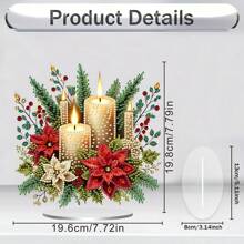 2D Flat Design Bohemian Style Christmas Candle Pattern 5D Diamond Painting Acrylic Display Set - The Candle Pattern Is Great For DIY Enthusiasts And Beginners, Home Wall Decor And Birthday Gifts, Holiday Home Decor | Bohemian Style |
