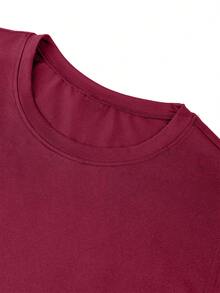 Men's Casual Heart & Letter Print Round Neck Tank Top - Burgundy - View 4