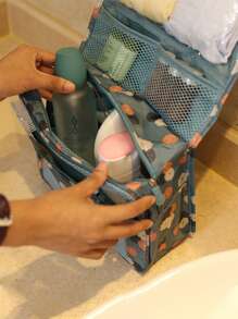 Hanging Travel Makeup Bag, Large Capacity Bathroom Toiletry Organizer, Multi-Functional Double Layer Cosmetic Bag, Portable Beauty Storage Pouch, Waterproof Beach Bag, Handbag, Perfume Holder, Makeup Case, Skincare Pack, Suitable For Skincare Products, Puff, Makeup Remover Pad, Makeup Brushes, Eyeshadow Palette, Floss, Great Gift For Friends And Teachers, Back To School & College Essential