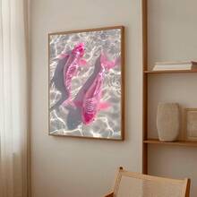 1 buc/set Artă abstractă estetică roz Koi Poster și imprimare, pictură modernă pe pânză Koi pentru decor dormitor living, pictură retro pe pânză, cadou de artă murală pe pânză, fără ramă inclusă - Multicolor - Vizualizare 4