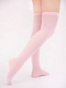 1 Pair Velvet Over-The-Knee Socks, Multi-Color, Versatile & Fashionable, Suitable For Spring & Autumn, Y2K Style, Comfortable & Warm - Multicolor - View 15