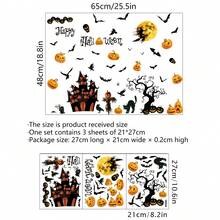 1 juego de pegatinas para ventanas de Halloween, pegatinas para ventanas de estilo moderno de PVC con diseños de castillo, murciélago y esqueleto, adecuadas para la decoración del hogar, la sala de estar, el dormitorio y la fiesta de vacaciones