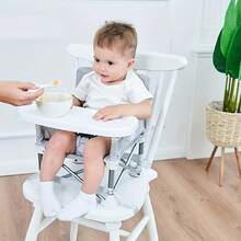 Gray Portable Foldable Children Dining Chair, Baby High Chair For Eating Out - Grey - View 3