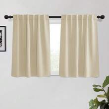 Local Delivery Black Blackout Curtains 63 Inch Length, Room Darkening Thermal Insulated Noise-Reducing Black Out Curtains For Bedroom Living Room Windows, Back Tab Rod Pocket, W52 X L63 Inches, 2 Panels - Biscotti Beige - 查看 8