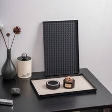 1 pieza Bandeja de moda, organizador de almacenamiento rectangular para baño, disponible en negro o blanco, adecuado para tocador, entrada, joyas, velas, cosméticos, mesa de la sala de estar, decoración de hotel