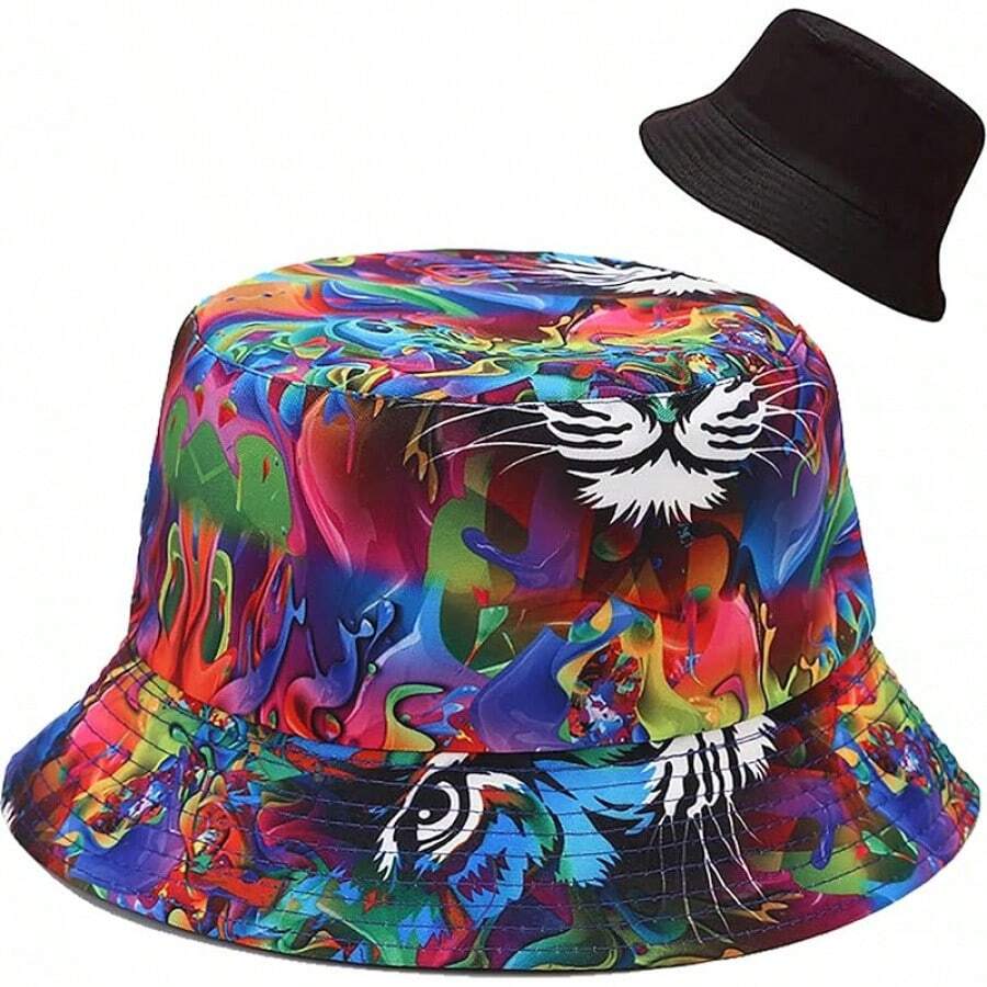 Reversible Bucket Hat For Women, Cute Beach Fisherman Style - Tiger - View 1