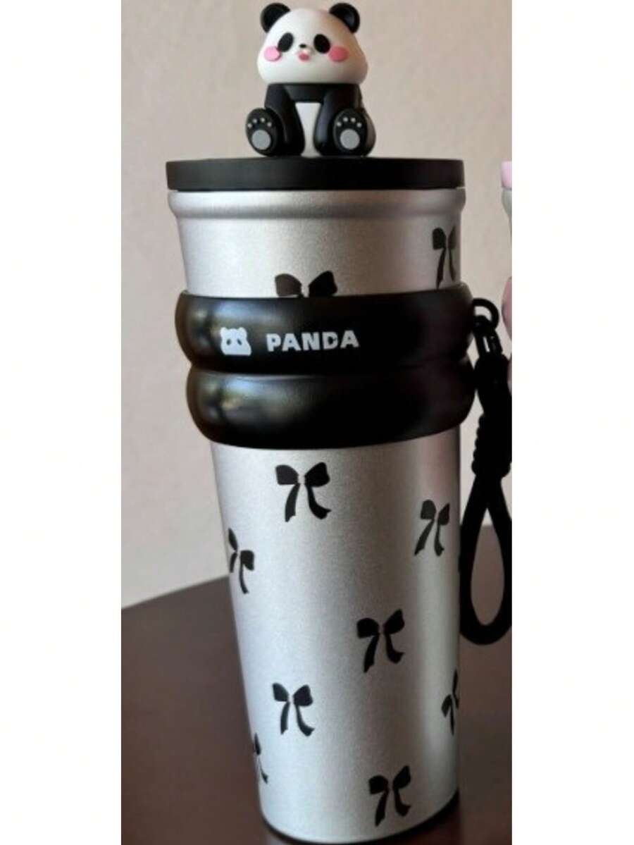 Panda Thermal Cup 700ml With Retractable Straw And Safety Handle – Ideal For Everyday Use! ♀️ - Black - View 1