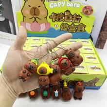 1pc/4pcs Capybara Plush Animal Mystery Blind Box Pendant Accessory, Cute Small Gift For Back To School, Gift Suitable For 14 Years Old And Above For Holiday Party, Birthday, Festival, Cartoon Toy Surprise