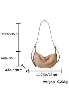 Women's Leather Dumpling Bag, PU Leather Mono-Shoulder Saddle Bag, Adjustable Strap, Daily Commute Use - Khaki - View 3