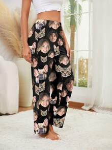 Customized Women's Pajama Pants With Unique Couple Selfie, Celebrity Face Swap, And Pet Face Replacement Designs - Festive Fan Merchandise,Underwear & Sleepwear,Christmas Home Atmosphere,Anniversary Gift, Valentine Gift, Birthday Gift, Wedding Gift,Roupa Reveillon - Multicolor - View 3