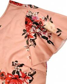 Women's Semi-Formal Ruffle Sleeve V-Back Work Fit And Flare Cocktail Knee Length Dress With Pockets, 2025 Style - Pink Floral - 查看 5