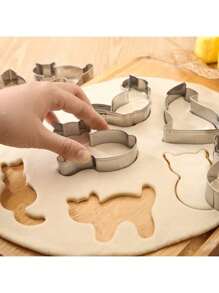 9 Stück/Set Edelstahl Keksausstecher, Cartoon Katze geformte Backform, Obst und Gemüse Schneider, geeignet für Kindergeburtstagsfeiern - Metallbackwerkzeuge - perfekt für süße Tierkekse