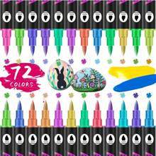 Dual Tip Dual Colors Acrylic Paint Markers, Double Head Dual Brush Double Colors Acrylic Paint Pens For Rock Painting, Canvas, Wood, Ceramic, Glass, Stone, Fabric, Crafts & Art Supplies School Supplies,Back To School