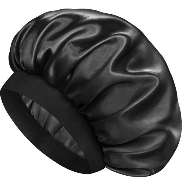Women's Satin Solid Wide-Brimmed Sleeping Hat Unisex Head Wrap Elastic Band Cap Hair Care Bonnet Night Hat Bonnet De Nuit