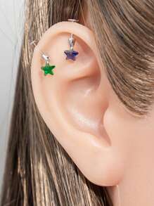 Toppiercing 1 Stück Premium Kubikzirkon Stern Design Ohrknorpel Piercing, minimalistischer Stil