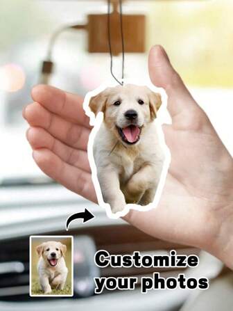 1pc Personalized Acrylic Photo Car Hanging Ornament, Customized People Or Pet Picture Car Decor, Suitable For Rearview Mirror Decoration, Creative Personalized Car Pendant, Acrylic Material Car Accessory, Pet Memorial Gift, Personalized Car Interior Decoration