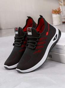 Contrast Stripe Soft Bottom Breathable Running Shoes, Low-Top Lace-Up Casual Fashion Height Increasing Running Sneakers 2000s Style Valentine's Day Ideas