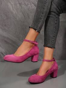 Chaussures à talons épais pour femmes grande taille, élégantes sandales à boucle mode talons hauts pour robes