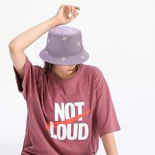 Reversible Bucket Hat For Women, Cute Beach Fisherman Style - Daisy Purple - View 3