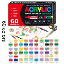 240/168/120/72/60/48/36/24/12 Color Direct Liquid Acrylic Marker Pens, Students Use Art Professional Drawing Drawing Color Soft-Head Marker Stackable Diy Graffiti Coloring Book Coloring Pen Can Draw Glass Stone Waterproof Body Painting Brush Christmas Gift, Back To School Gifts - Multicolor - View 15