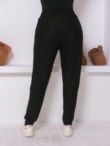 Women's Sports Pants With Elastane - Comfort And Flexibility For Physical Activities - Flint Stone - View 3