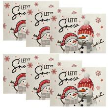 4/6 Stücke Weihnachtsbaum Tischsets, mit roten, weißen und karierten Mustern, robustes Material, geeignet für Küche, Esszimmer, Innen-/Außen Feiertagsdekoration, Thanksgiving und Weihnachten