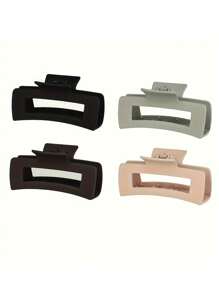 4pcs Fashionable Minimalist Hair Clips, Large Size Hair Claw, High-End Feel, Great For Voluminous Hair Fashion Hair Accessories Beauty Claw Clips