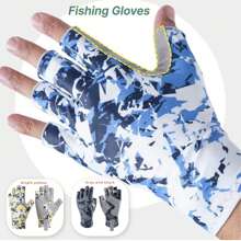 Wear-Resistant Anti-Slip Sunscreen Sweat Breathable Anti-Slip Anti-Spike Tiger Outdoor Fishing Equipment Half-Finger Sea Fishing Fishing Gloves Summer Sunscreen Ice Silk Fishing Gloves Outdoor Sports