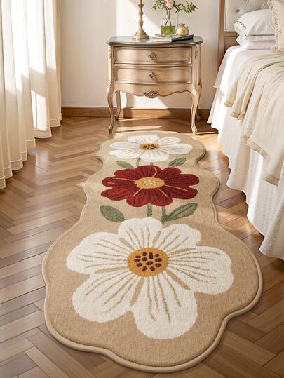 DAJIANG 1 pieza Alfombra vintage minimalista con estampado floral, felpudo antideslizante, alfombra suave, plegable, fácil de cuidar y lavar, adecuada para la sala de estar, la cocina, el baño, la decoración del dormitorio - Decoración del hogar, tela de felpa gruesa, adecuada para Halloween, Acción de Gracias, alfombra de cocina de otoño/invierno
