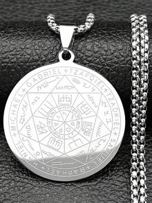 Seven Angels Round Medal Pendant Necklace For Men And Women Gold Silver Solomon Protective Chain Stainless Steel Seal Pendant Necklace