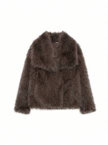 Seelio 秋冬新款厚人造毛领人造毛内衬中长款毛毛效果短款外套，青春范儿