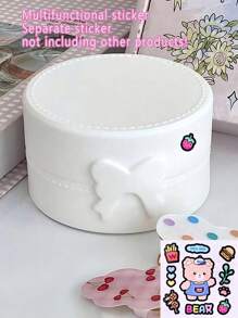 1 Stück kreative strukturierte Retro Schleife Pferd Schmuckkasten, eleganter hübscher Schmuckaufbewahrungskasten als Geschenk, Aufbewahrungsbox mit Schleifen-Pony-Form, runde Aufbewahrungsbox für Schmuck, tragbare Staubbox, perfekt für Schmuck und kleine Accessoires mit Herz-Stickerei Details, Schmuckkasten, Muttertagsgeschenkbox