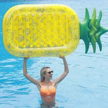 1pc Inflatable Pineapple Design Float, Adult Water Seat, Vacation Photo Prop, Large Watermelon Swimming Ring Floating Bed Chair, Suitable For Vacation And Water Leisure, Beach Essentials, Beach Accessories, Pool Float - Multicolor - View 4