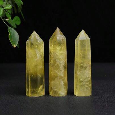 Natural Citrine Stone Healing Crystal Wands Reiki Obelisk Point Tower Decoration